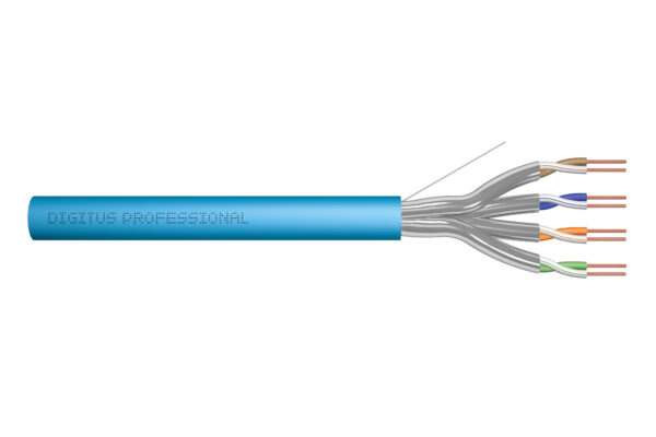 Kabel instalacyjny kat.6A, U/FTP, Eca, AWG 23/1, LSOH, 100m, niebieski, karton