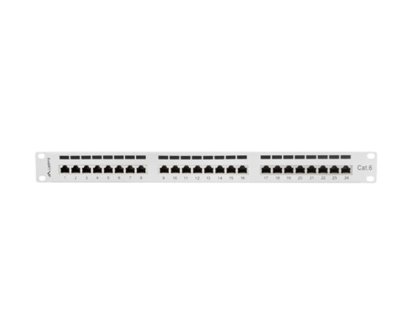 PATCH PANEL 24 PORT 1U 19" KAT.6 FTP Z ORGANIZEREM KABLOWYM EKRANOWANY SZARY LANBERG