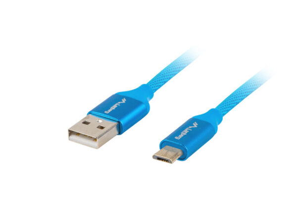 KABEL USB MICRO(M)->USB-A(M) 2.0 1M NIEBIESKI PREMIUM QC 3.0 LANBERG