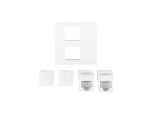 GNIAZDO 45X45 2X RJ45 + KEYSTONE KAT.6 UTP BIAŁE LANBERG