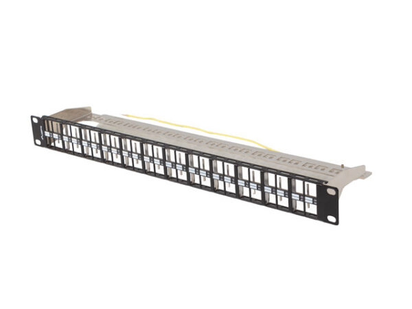 PATCH PANEL PUSTY 48 PORT 1U 19" FTP Z ORGANIZEREM DO MODUŁÓW KEYSTONE CZARNY LANBERG