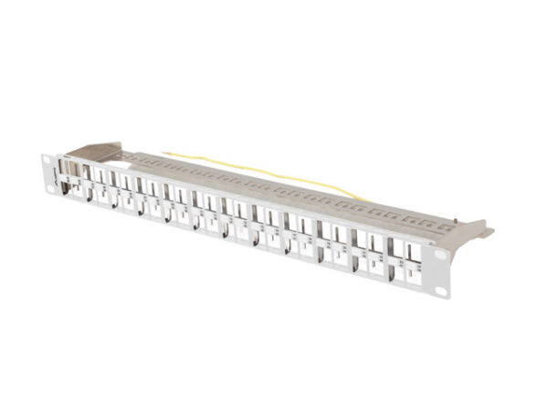 PATCH PANEL PUSTY 48 PORT 1U 19" FTP Z ORGANIZEREM DO MODUŁÓW KEYSTONE SZARY LANBERG