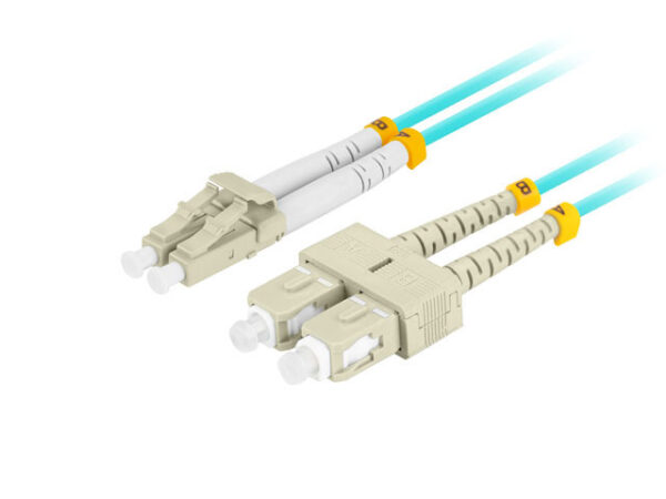 PATCHCORD ŚWIATŁOWODOWY MM LC/UPC-SC/UPC DUPLEX 3.0MM OM3 50/125 LSZH 3M AQUA LANBERG